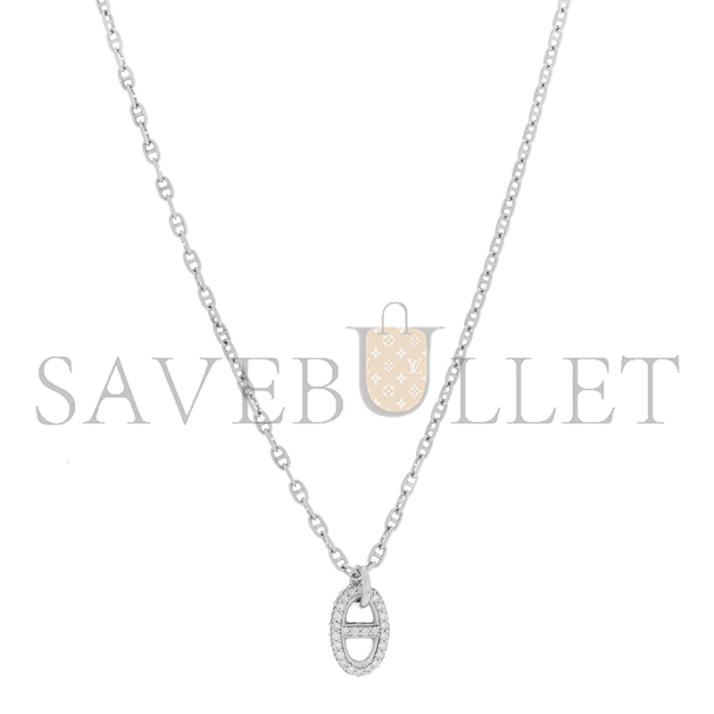 HERMÈS 18K WHITE GOLD DIAMOND NEW FARANDOLE PENDANT NECKLACE 